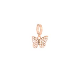 Mariposa oro rosado y cristales